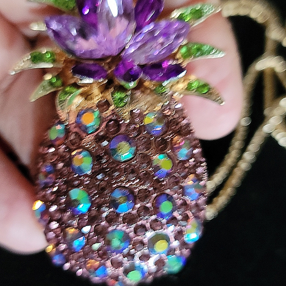 NWT Crystal Pineapple Necklace by Betsey Johnson - Picture 4 of 6